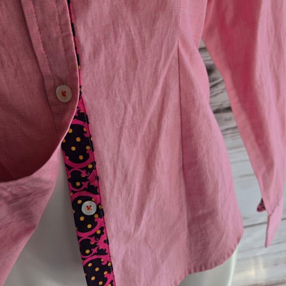 C. Wonder Pink Cross Hatch Button Down Shirt sz XS - Picture 2 of 8